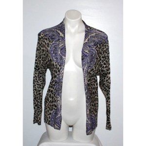 CHICO'S Women's Leopard Print Cardigan Wrap Shrug Sweater Size 0 S